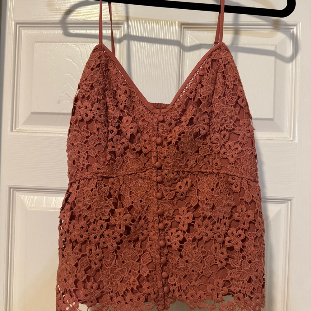 Abercrombie & Fitch Lace Camisole in Rust